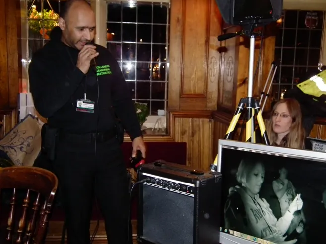 Mickey and Louise Gocool demonstrate some of their group's paranormal research equipment Photo: Dave Milner; (c) BPOS