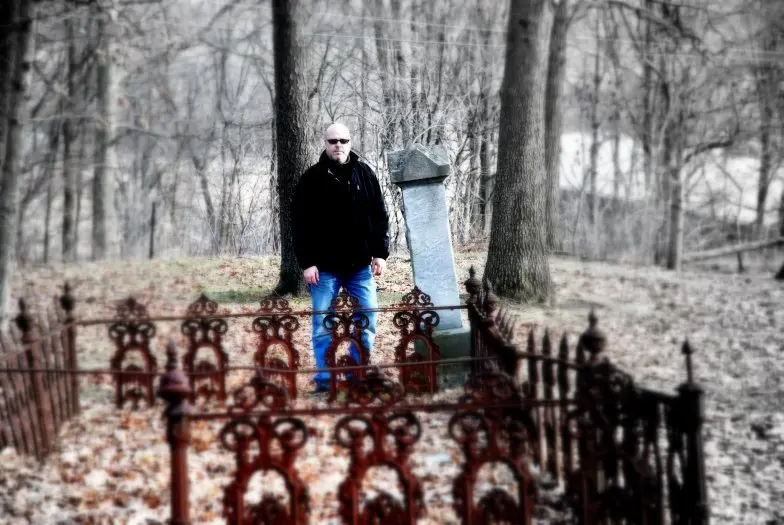 Steve Genier of the Southern Ontario Paranormal Society at DeForest Pioneer Cemtery, Milton, Ontario
